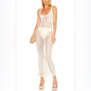 Misa Los Angeles Ursula Tank Crochet Midi Slip Dress Natural / Ivory Medium M